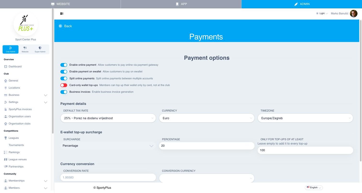 Payment settings