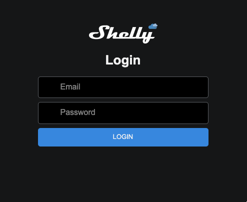 Formulaire de connexion Shelly