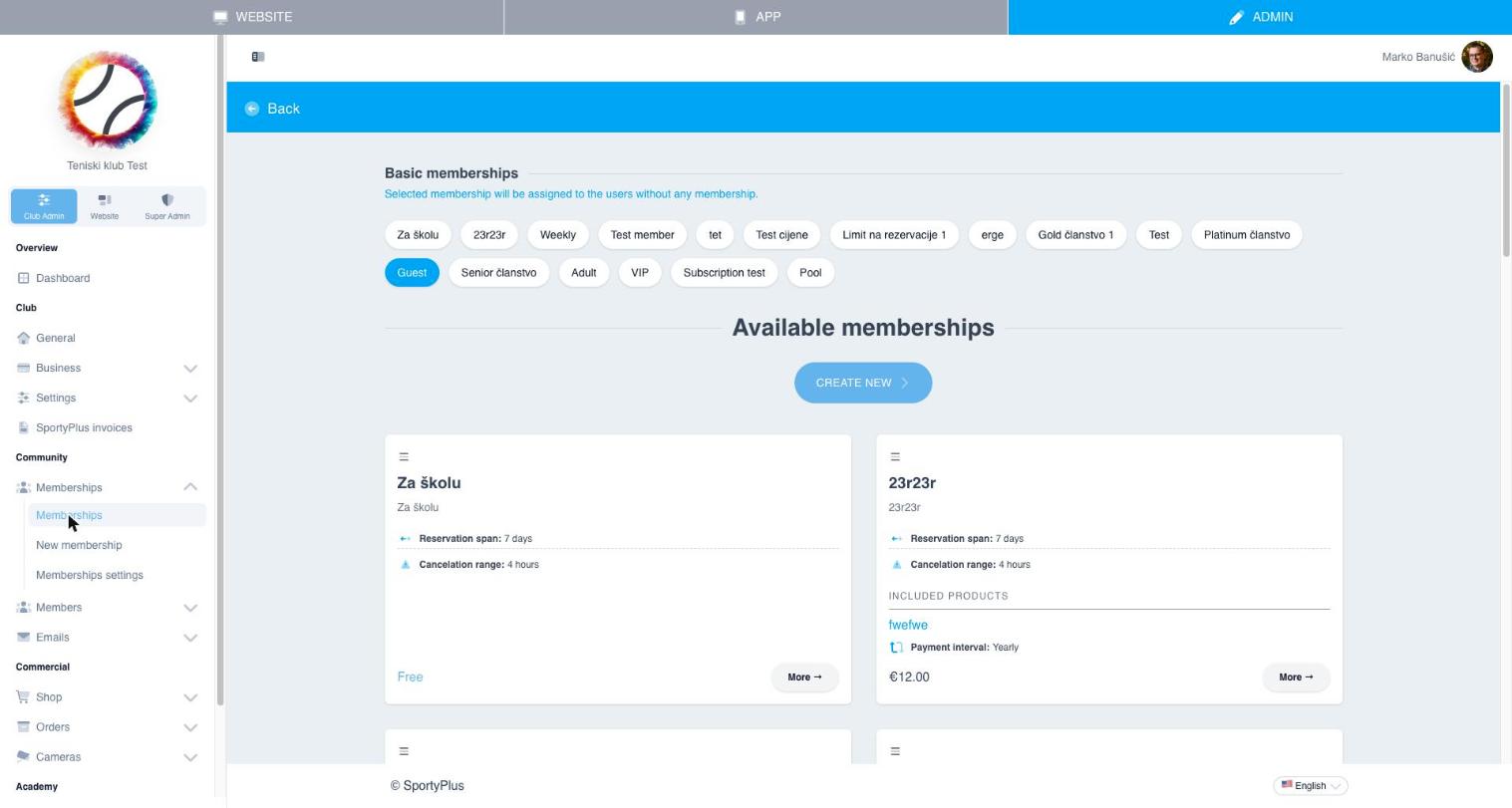 Membership plan list