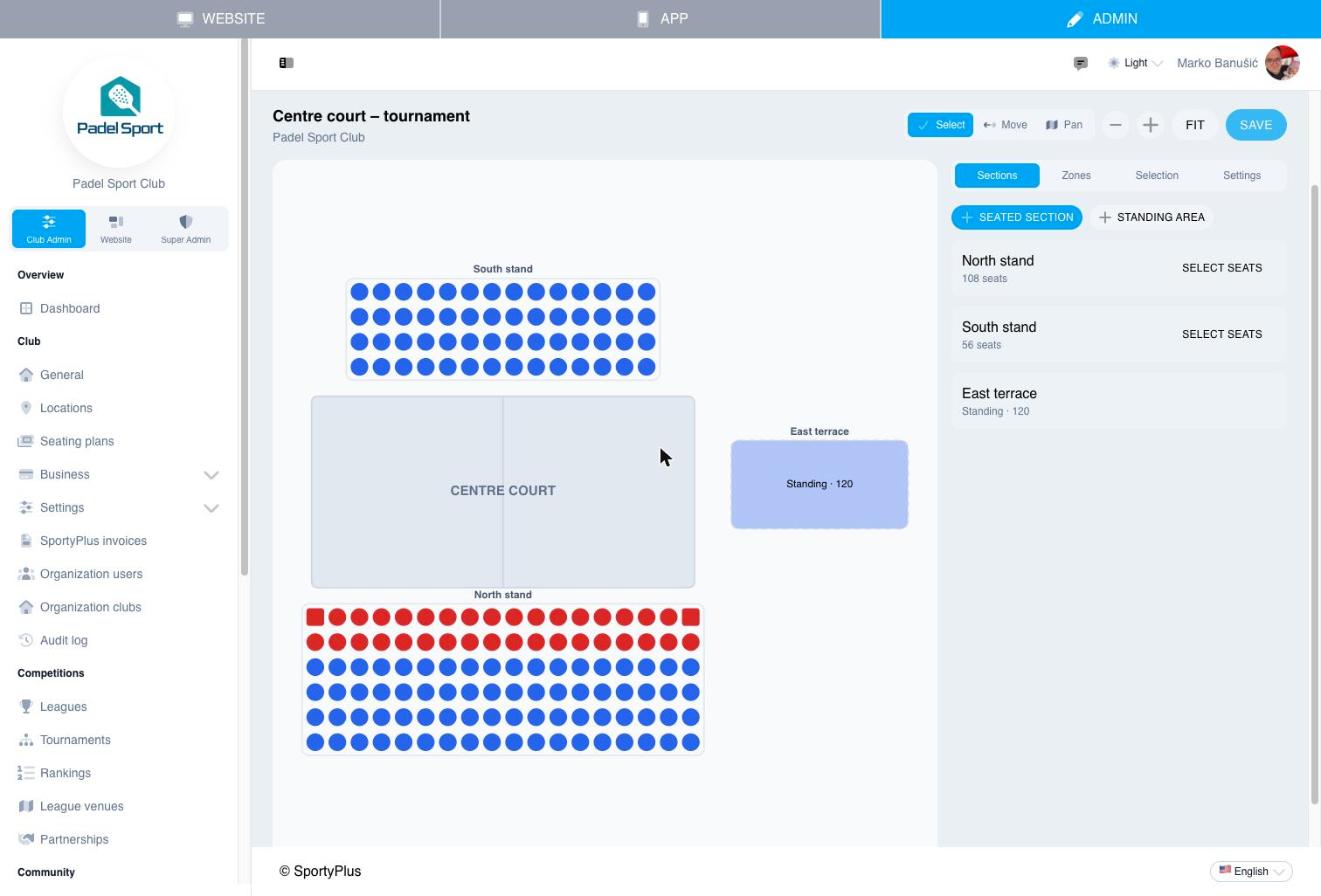 The seating plan editor