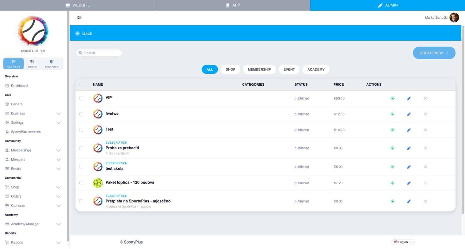 Product list