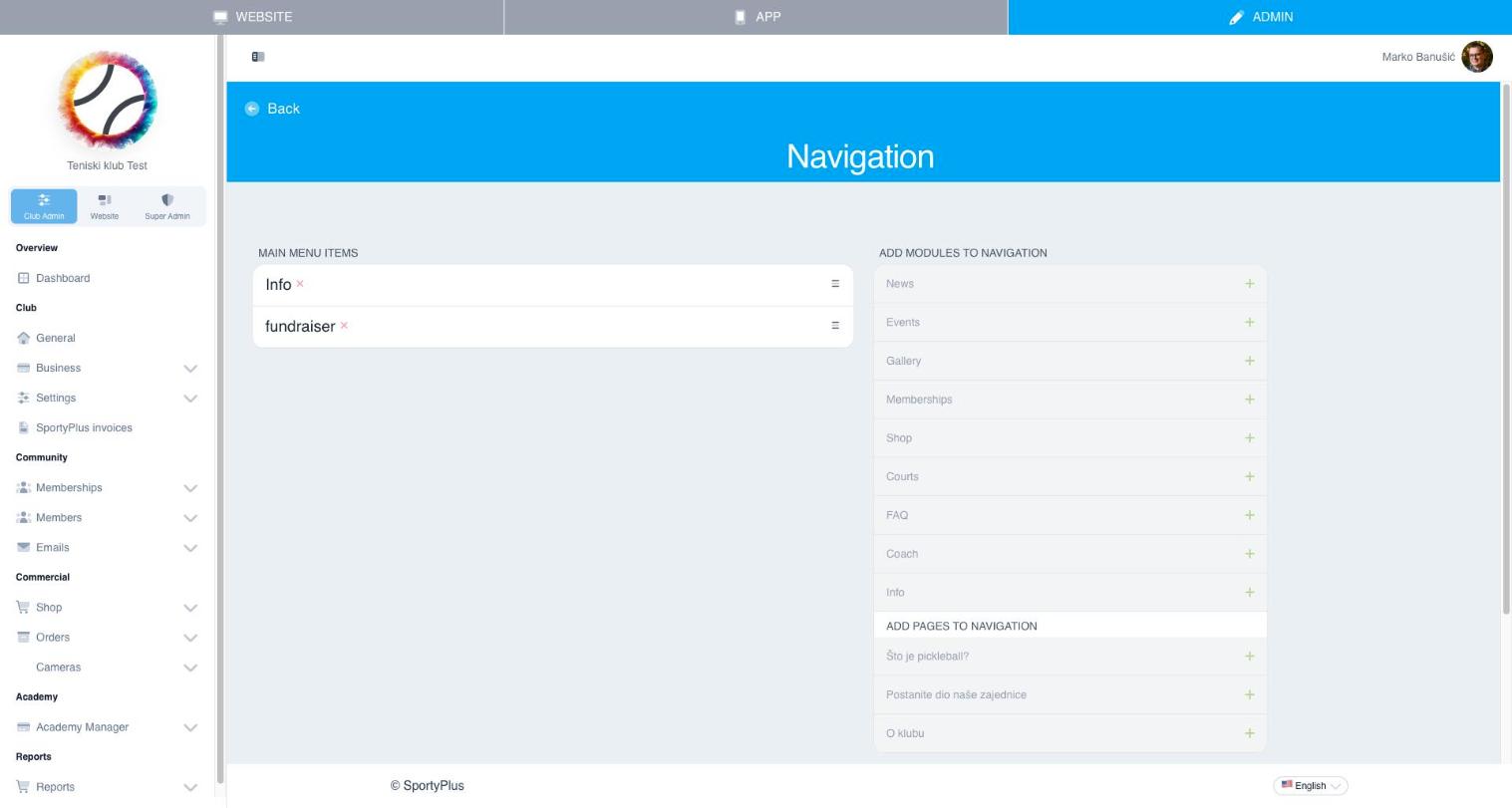 Website navigation editor